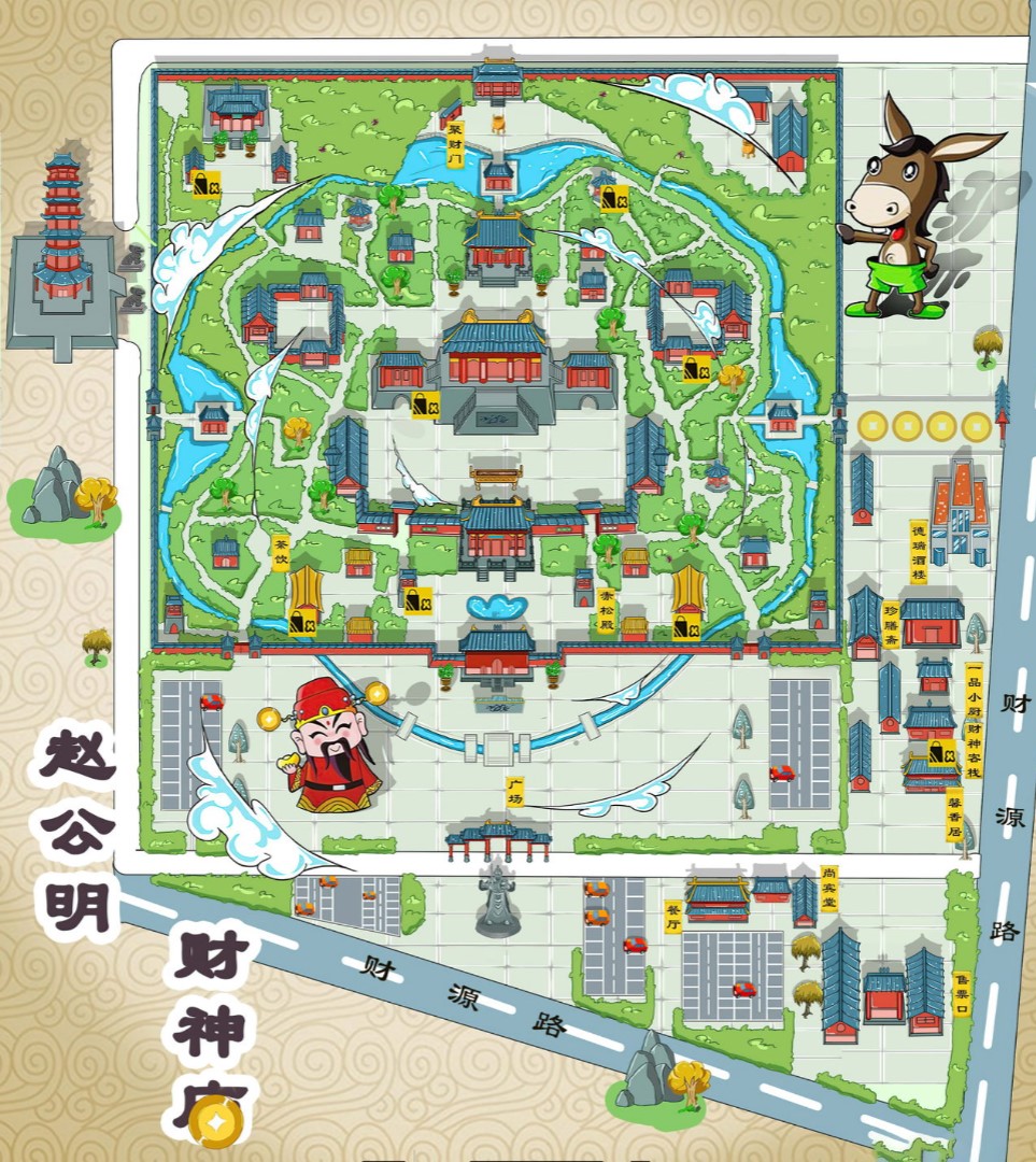 牡丹江寺庙类手绘地图